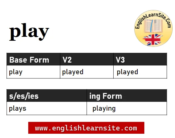 Play V1 V2 V3, Play Past and Past Participle Form Tense Verb 1 2 3 -  English Learn Site